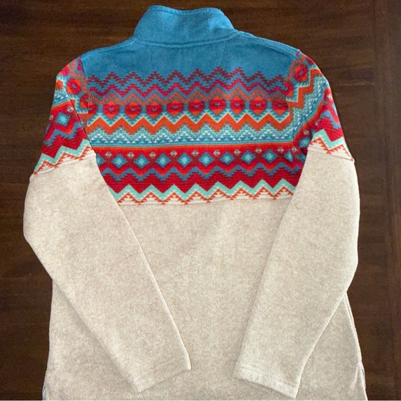 Orvis Fleece Quarter 1/4 Zip Pullover Sweater Aztec Southwest Womens  Small - Picture 9 of 9